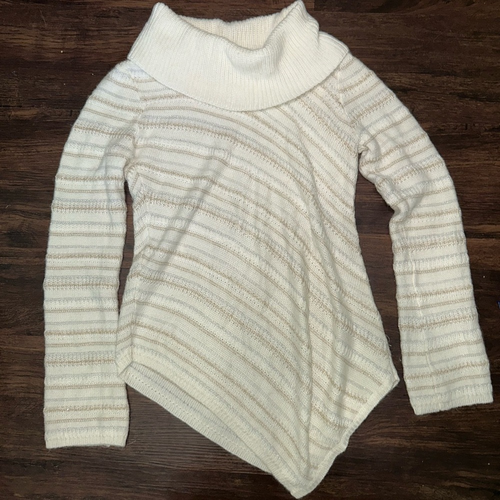 White House Black Market Cream Cowl Neck Sweater c29